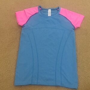 Lululemon kids ivviva size 14 blue and pink preppy swiftly tech